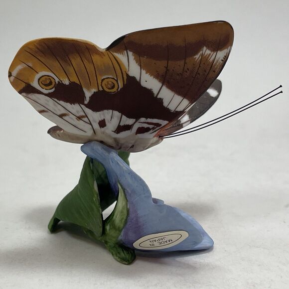 Franklin Mint Hargreaves Butterflies of the World Tufted Jungle King Blue Flower - Picture 4 of 11